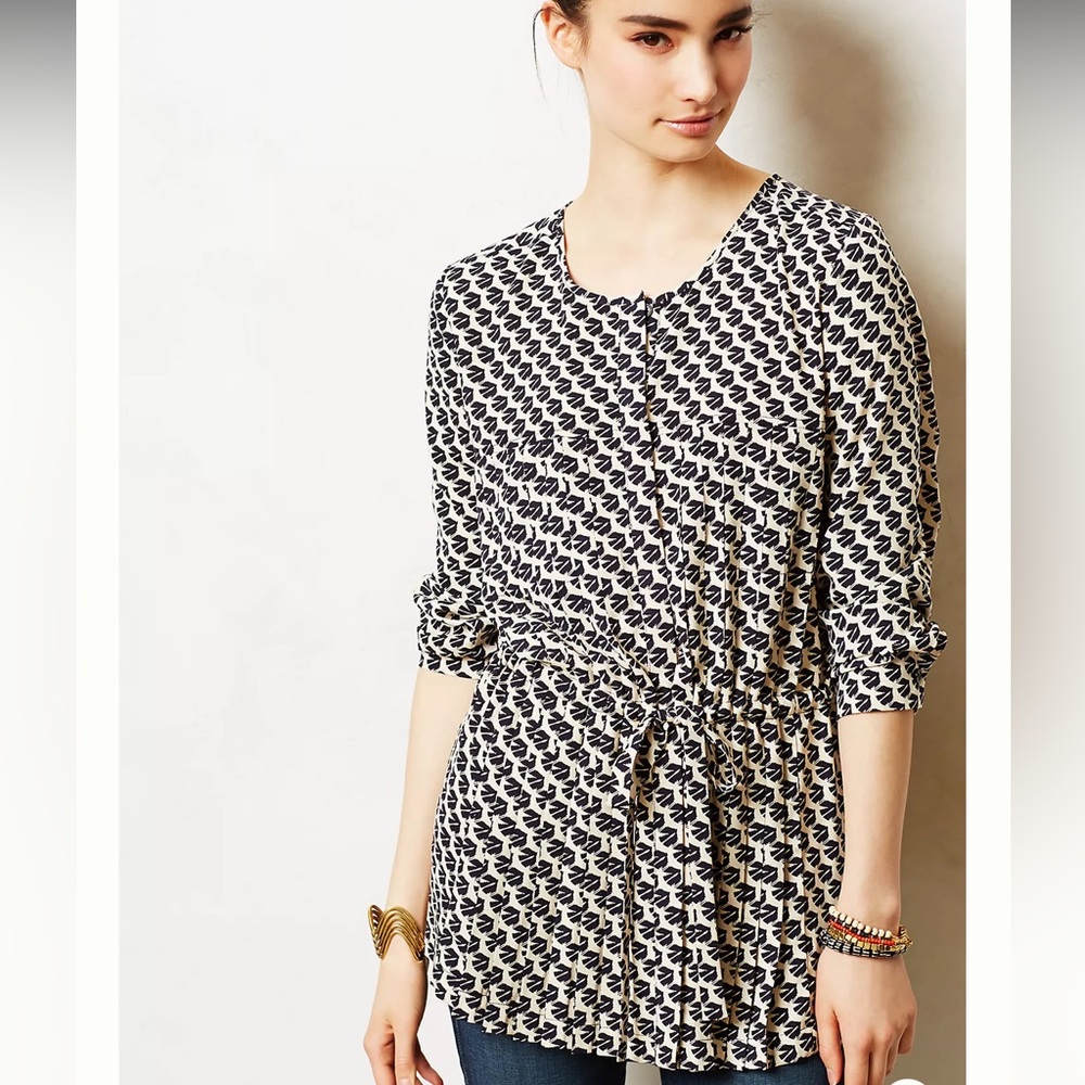 Maeve Anthropologie Printed Pleated Tunic | Size Small